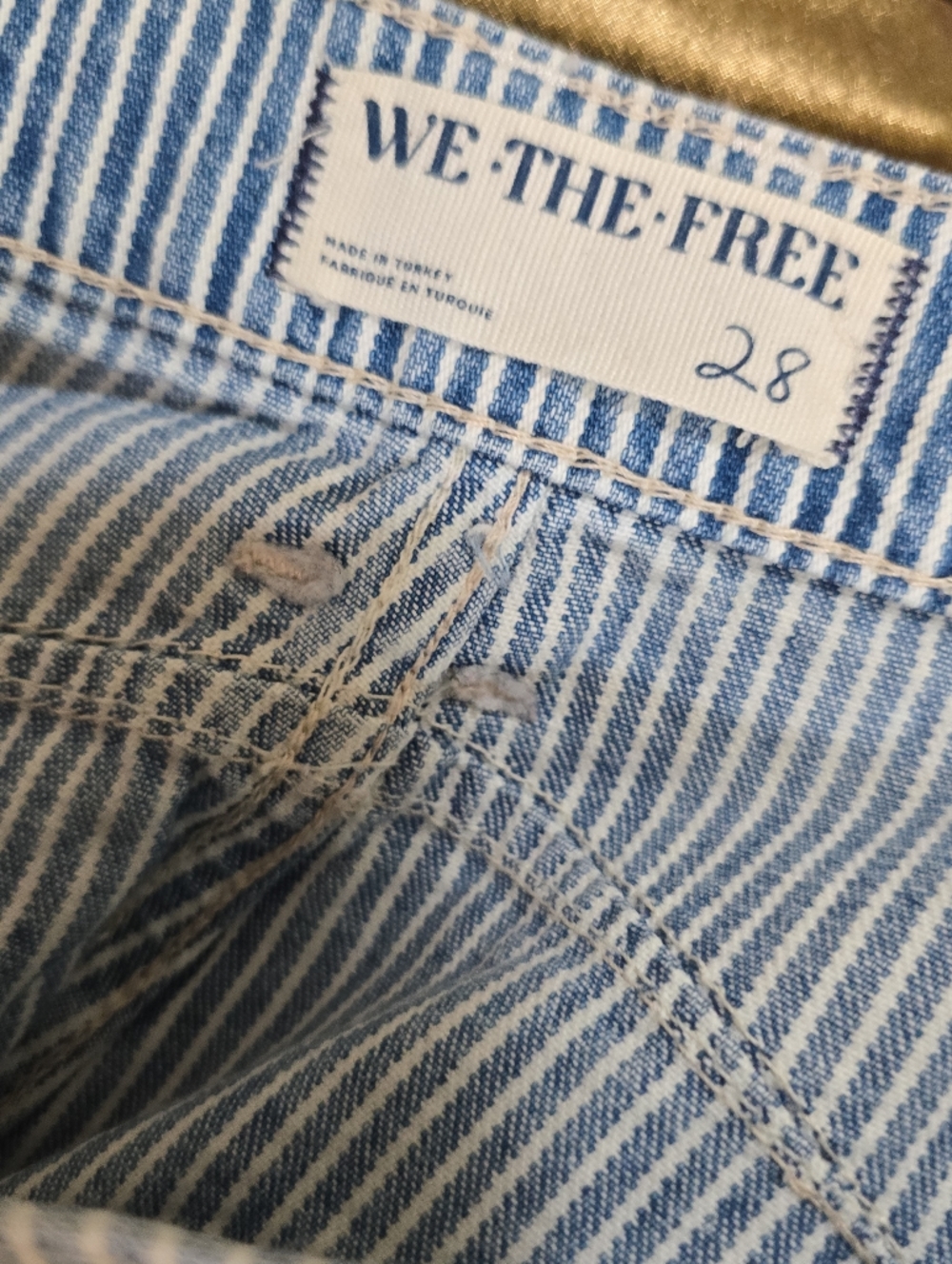 We The Free People Lucky You Mid-rise Barrel Jeans 28 Railroad Tracks Striped - Picture 6 of 11
